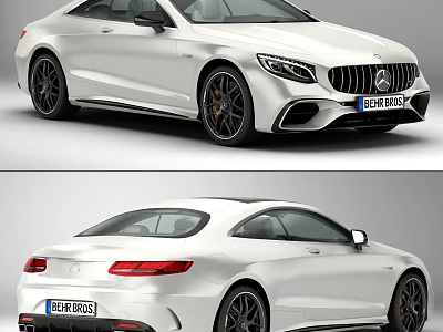 White Mercedes AMG Coupe With Sporty Design Black Wheels And Red Taillights 3d model