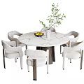Modern Dining Table and Chair Combination Round Dining Table and Chair Combination 3d model