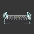 Vintage Metal Bed Frame With Patterned Mattress On Dark Background 3d model