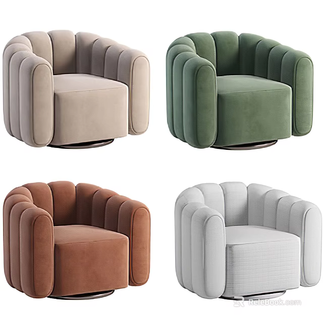 Modern Single Sofa With Tufted Design Swivel Base And Multiple Colors For Living Room 3d model 