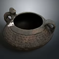 Antique Style Dark Colored Tea Vessel With Textured Surface And Two Handles 3d model