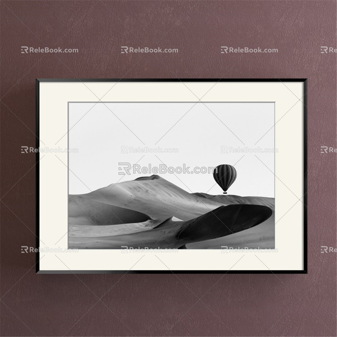 Modern landscape painting simple gray study desert decorative painting 3d model