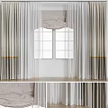Elegant Light Gray Flowy Linen Curtains With Golden Trim For Window Decoration