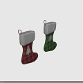 Red And Green Plaid Christmas Stockings With Knitted Cuff And Tree Snowflake Patterns