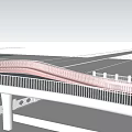 Curved Garden Landscape Bridge With Modern Railing And Pedestrian Pathway Design