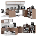 Modern Office Interior With L Shaped Wooden Desk Ergonomic Chair Bookshelf And File Cabinet