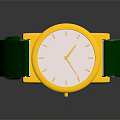 Luxury Watch With Golden Case Green Leather Strap And Shiny Dial
