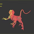 Game Movie Character with Blue Skin Yellow Head Open Mouth Red Tongue Long Tail Claws