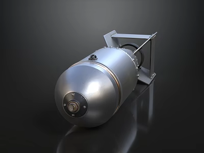 Silver Cylindrical Weapon With Metal Shell Bolt Base And Square Bracket 3d model