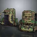Camouflage Backpacks With Tactical Design Multiple Compartments And Adjustable Straps 3d model