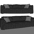 Gray Sectional Sofa With Soft Fabric Upholstery And Decorative Pillows 3d model