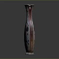 Traditional Decorative Vase With Slender Neck Intricate Red Blue Patterns And Floral Motifs