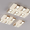 Modern Square Ceiling Lights With Multiple Lamps White Body And Golden Frame 3d model