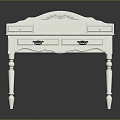 White Dressing Table With Carved Decorations Drawers Back Panel And Elegant Legs Design 3d model