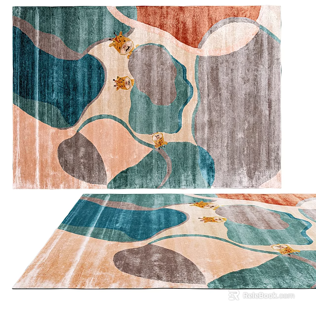 Square Rug With Abstract Colorful Patterns And Details 3d model