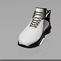 White High Top Basketball Sneakers With Brown Laces Mesh Design Black Sole Yellow Accents