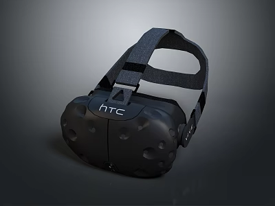 Black HTC VR Headset With Adjustable Strap Ventilation Holes And Ergonomic Design 3d model