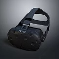 Black HTC VR Headset With Adjustable Strap Ventilation Holes And Ergonomic Design 3d model