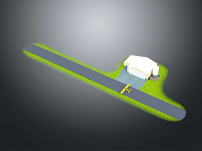 Modern Space Launch Facility With Runway Building And Green Surrounding Area 3d model