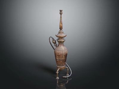Antique Bronze Decorative Ornament With Intricate Carvings Tall Neck Curved Handle And Sturdy Base 3d model