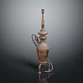 Antique Bronze Decorative Ornament With Intricate Carvings Tall Neck Curved Handle And Sturdy Base