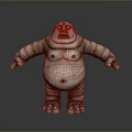 3D Plump Game Movie Character With Metallic Armor Standing Pose And Exaggerated Facial Features