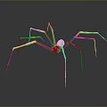 Long Legged Spider With Black White Yellow Body On Shiny Surface With Reflection 3d model