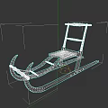 Vintage Wooden Sled With Metal Runners And Snowy Rustic Texture Design