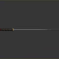 Curved Blade Scimitar Weapon With Brown Handle Red Accent And Metallic Texture