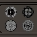 Four Decorative Round Ceiling Light Medallions With Ornate Patterns On Grey Background 3d model