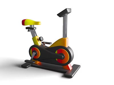 Sports Equipment Modern Exercise Bike With Yellow Seat Orange Handlebar Black Pedals 3d model