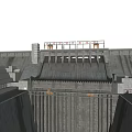 Massive Hydroelectric Dam With Concrete Spillway Gates And Water Control System