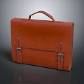 Classic Brown Leather Briefcase With Hand Strap And Metal Buckles Design