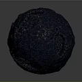 Volcanic Black Sphere With Glowing Orange Lava Cracks And Rough Surface