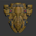 Yellow Futuristic Spaceship With Detailed Texture And Cosmic Exploration Design Features