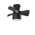 Modern Black Chandelier With Leaf Shaped Blades And Sleek Finish For Contemporary Spaces