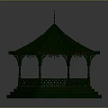 Traditional Green Octagonal Gazebo With Carved Railings Spire Top And Steps