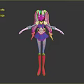 Game Movie Character With Blonde Twin Ponytails Blue White Sailor Uniform Pink Boots Red Bow
