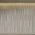 Modern Minimalist Wall Featuring Vertical Beige Stripes And Top Lighting For Layered Look