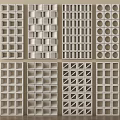 Architectural Decorative Components Featuring Square Grid Circular Holes Triangular Patterns And Geometric Designs 3d model