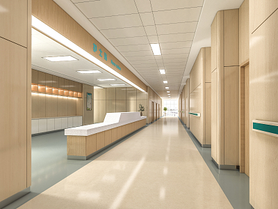 Modern Nurse Station Nurse Station Corridor 3d model