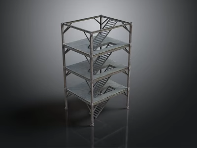 Industrial Metal Storage Rack With Multi Tier Shelves For Equipment 3d model