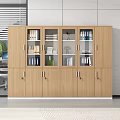 Modern Office Wooden Cabinet With Files Books And Storage Compartments