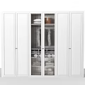 White Modern Wardrobe With Glass Panel Doors And Interior Storage Compartments 3d model