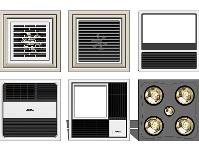 Various Square Ceiling Ventilation Fans And Lighting Fixtures For Home Use 3d model