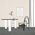 Modern Dining Table and Chair Combination Dining Table and Chair 3d model