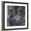 Two Framed Figure Paintings Featuring Ballerinas on Brown Wall Background
