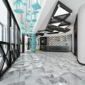 Modern Hall Hotel Lobby Front Desk 3d model