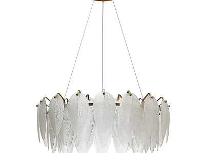 Elegant Modern Glass Leaf Chandelier With Gold Frame Hanging Decorative Design 3d model