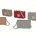 Quilted Fashion Handbags With Chain Straps Gold Hardware And Red Beige Gray Pink Color Options